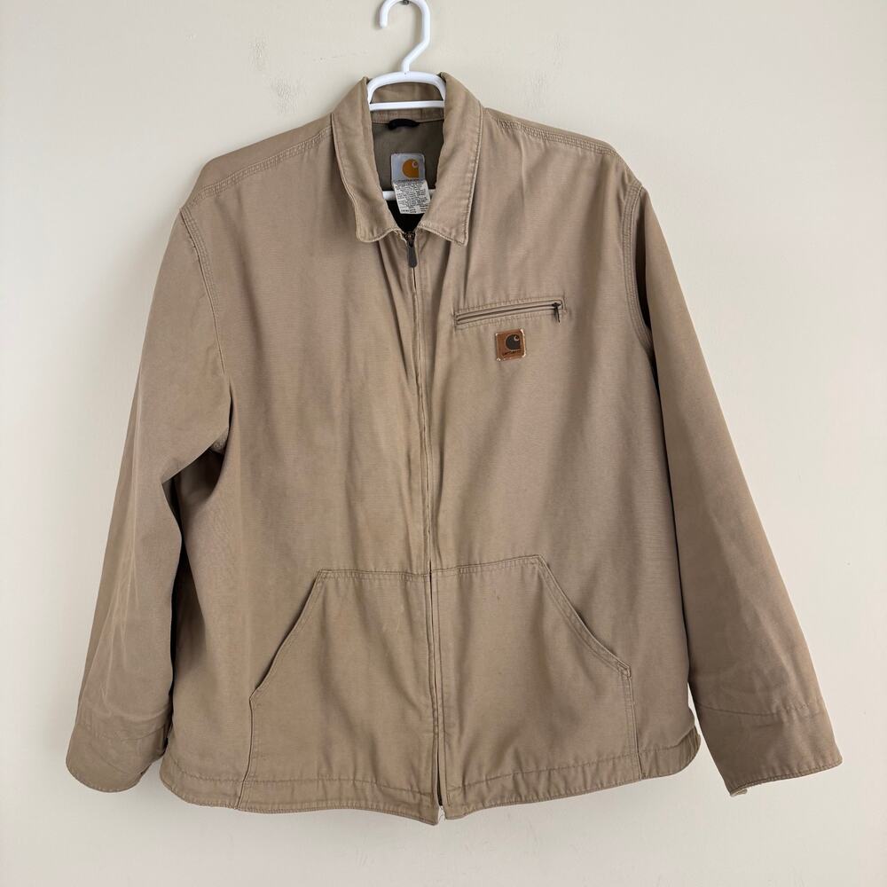 Carhartt Jacket Mens 2XL J189 Tan Full Zip Bomber Coat Big & Tall Preowned READ